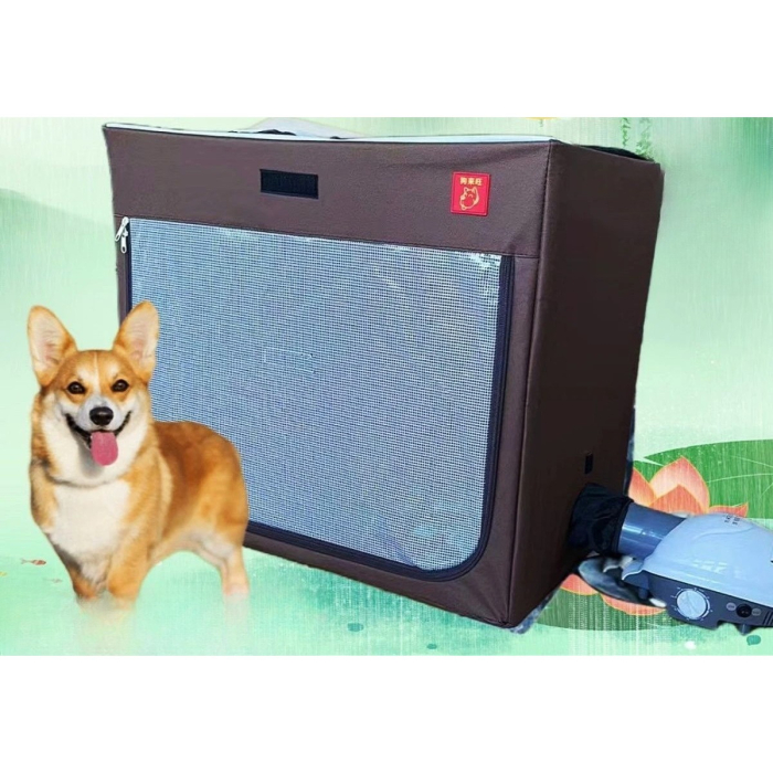 Cusca Animale pentru Uscare Blana, , din Textil, Fereastra Transparenta, 62 x 40 x 50 cm, Gri [3]