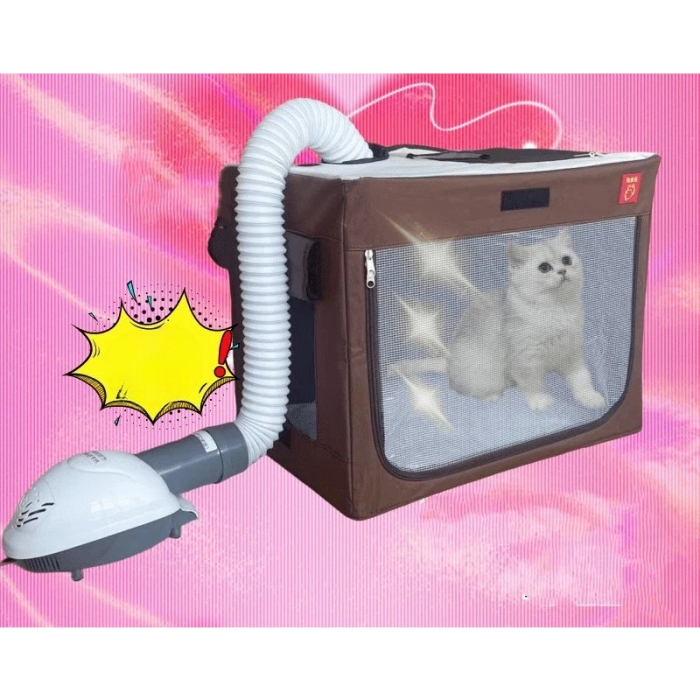 Cusca Animale pentru Uscare Blana, , din Textil, Fereastra Transparenta, 62 x 40 x 50 cm, Maro [3]