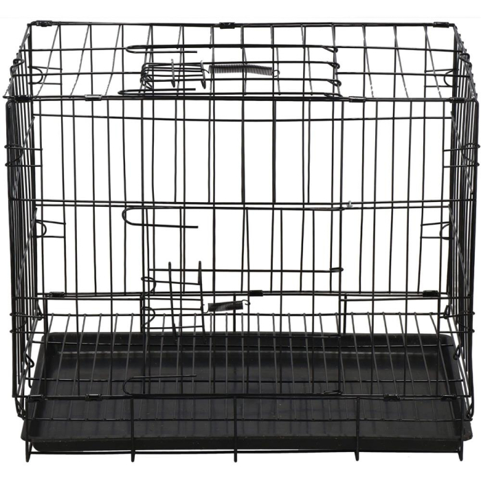 Cusca pentru animale, 2 usi, Pliabila din metal, M, Negru, 50x42x34 cm [11]