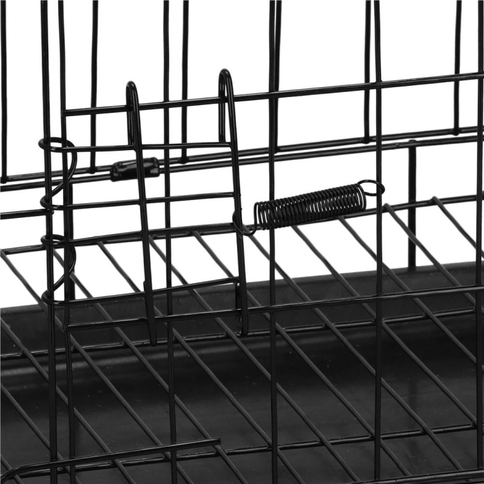 Cusca pentru animale, 2 usi, Pliabila din metal, M, Negru, 50x42x34 cm [2]