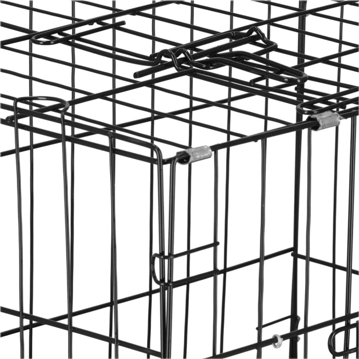 Cusca pentru animale, 2 usi, Pliabila din metal, XL, Negru, 93x67x56 cm [16]