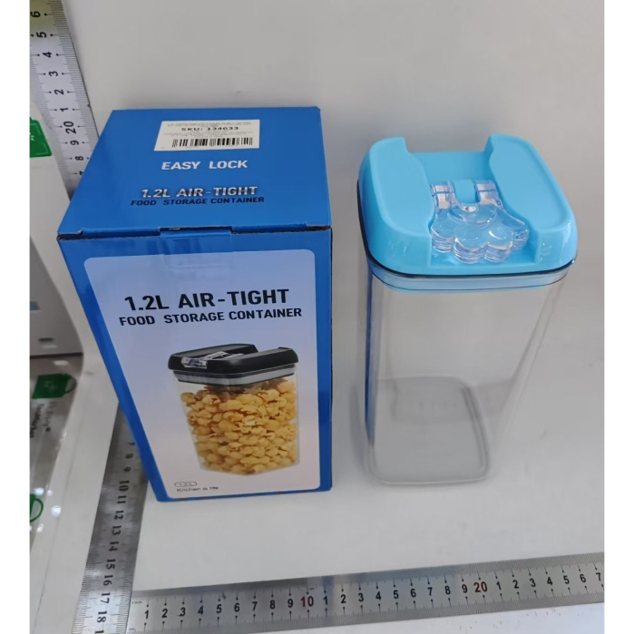 Cutie de Depozitare Alimente, , 1.2L, Capac Albastru, din PP+PET, Inchidere Ermetica, 10 x 10 x 20.5 cm, Transparent [7]