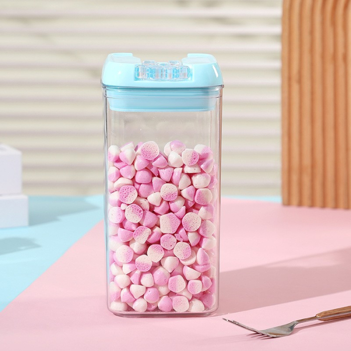 Cutie de Depozitare Alimente, , 1.2L, Capac Albastru, din PP+PET, Inchidere Ermetica, 10 x 10 x 20.5 cm, Transparent [5]