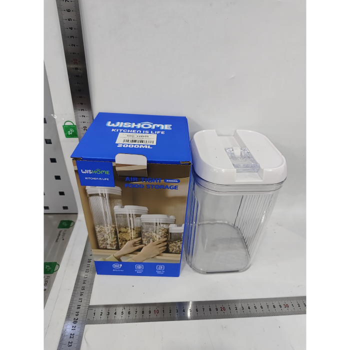 Cutie de Depozitare Alimente, , Cutie pentru Bucatarie, Cutie pentru Condimente, din PET ABS Silicon, 12.5 x 12.5 x 21.5 cm, 534 g, 2L, Transparent alb [2]