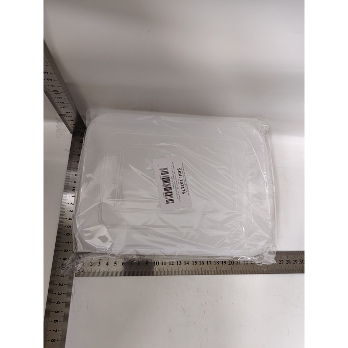 Cutie de depozitare de uz casnic, , Caserola pentru Frigider, Rezistenta la umiditate, Rezervor Sigilat pentru Depozitare Alimentara, 24.5 x 18.5 x 3.5cm, Alb Transparent [8]