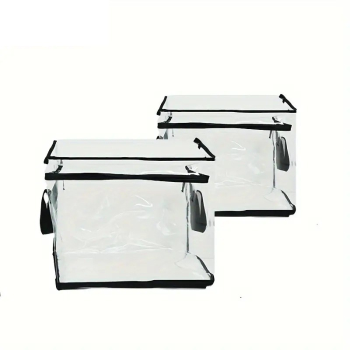 Cutie de Depozitare, , din PVC + Textil, Rezistenta la Apa, Geanta pentru Carti, 32x24x25 cm, Transparent-Negru [5]