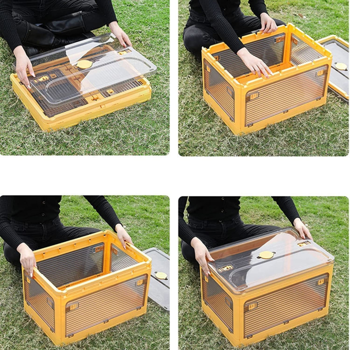 Cutie de depozitare pliabila, , Cu capac, 40 L, Plastic, 47x35x24.5 cm, Albastru [3]