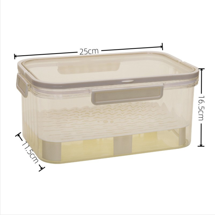 Cutie de Depozitare Portabila, , cu Separator pentru Gheata si Scurgere, Mentine Rece, Caserola Pranz, 25x16.5x11.5 cm, Gri/Transparent [7]