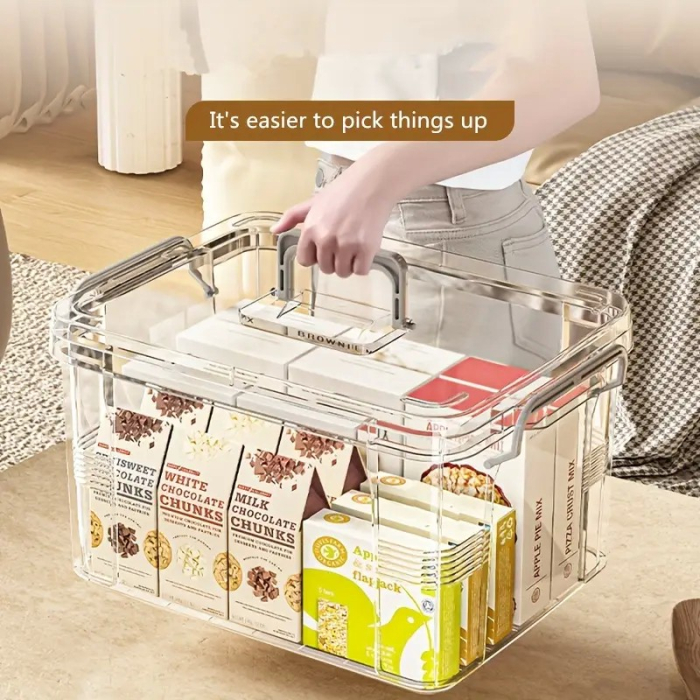 Cutie De Depozitare, , Tip Valiza, pentru Alimente, Jucarii, Accesorii, Transparent-Gri, Marime M, 31.5x23x19 cm [5]