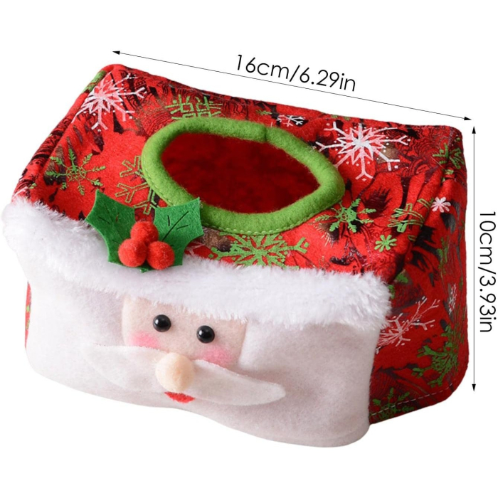 Cutie Decorativa pentru Servetele, , Model Mos Craciun, Tematica Craciun, 16 x 10 cm, Rosu [2]