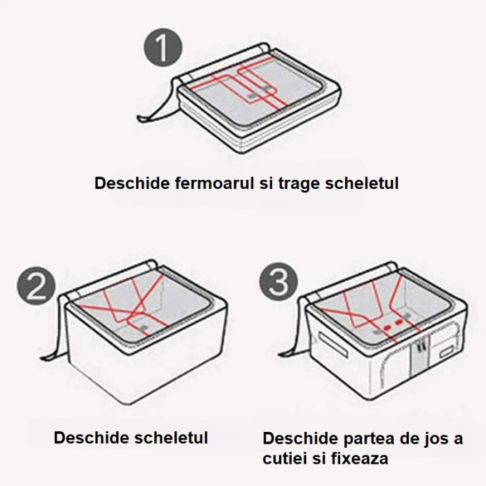 Cutie Depozitare, , 66L, din Material Textil, 50 x 40 x 33 cm, pentru Haine si Lenjerii, Model Floare de Prun, Roz [6]