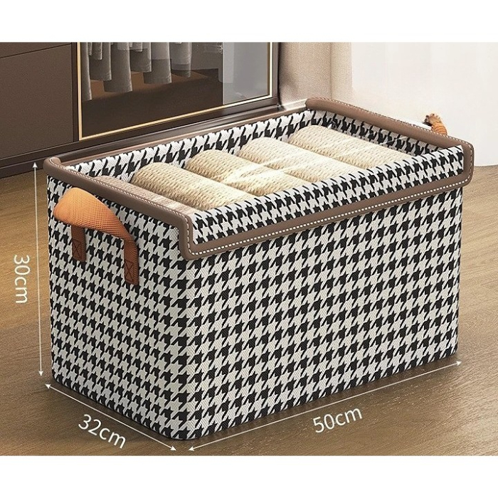 Cutie Depozitare, , Capac Transparent, Model In Carouri, Model Mare, Maro [3]