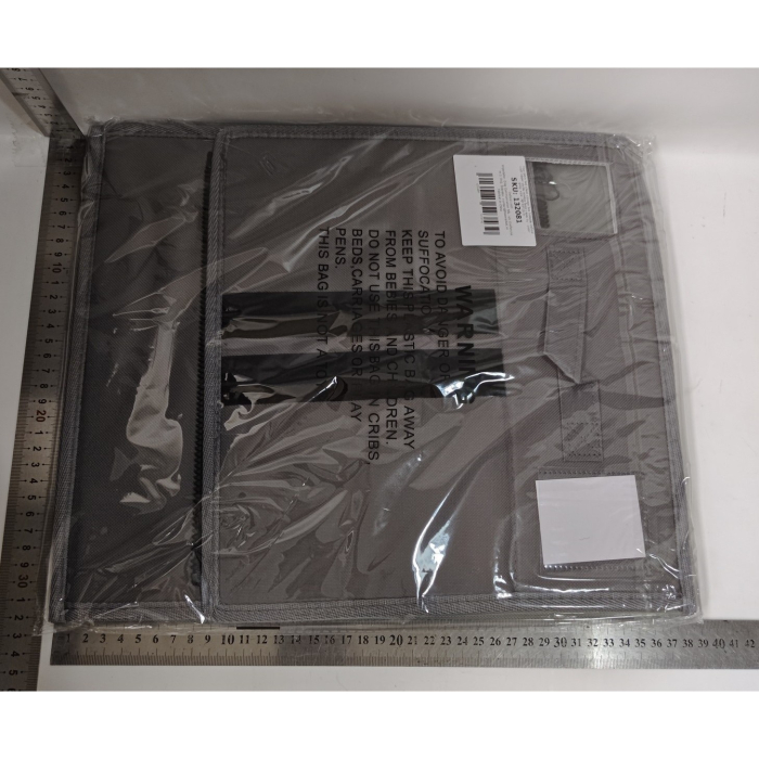 Cutie Depozitare Lenjerii de Pat, , Pliabila, Capacitate 18l, 38x33x12 cm, din Panza Oxford cu PP Incorporat, Fereastra Vizibila, Gri [2]