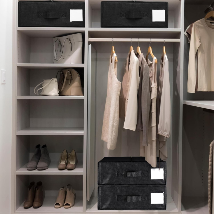 Cutie Depozitare Lenjerii de Pat, , Pliabila, Capacitate 18l, 38x33x12 cm, din Panza Oxford cu PP Incorporat, Fereastra Vizibila, Negru [6]