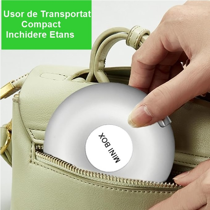 Cutie Depozitare Medicamente, , 6 Compartimente, Inchidere Etans, Portabila, Rotund, Alb/Gri, PP, 8.4x2.9x8.5 cm [2]