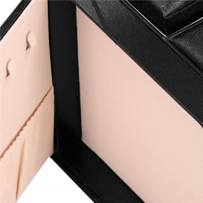 Cutie depozitare si organizare bijuterii, piele ecologica + velur, 26 x 21,5 x 19 cm, negru [29]