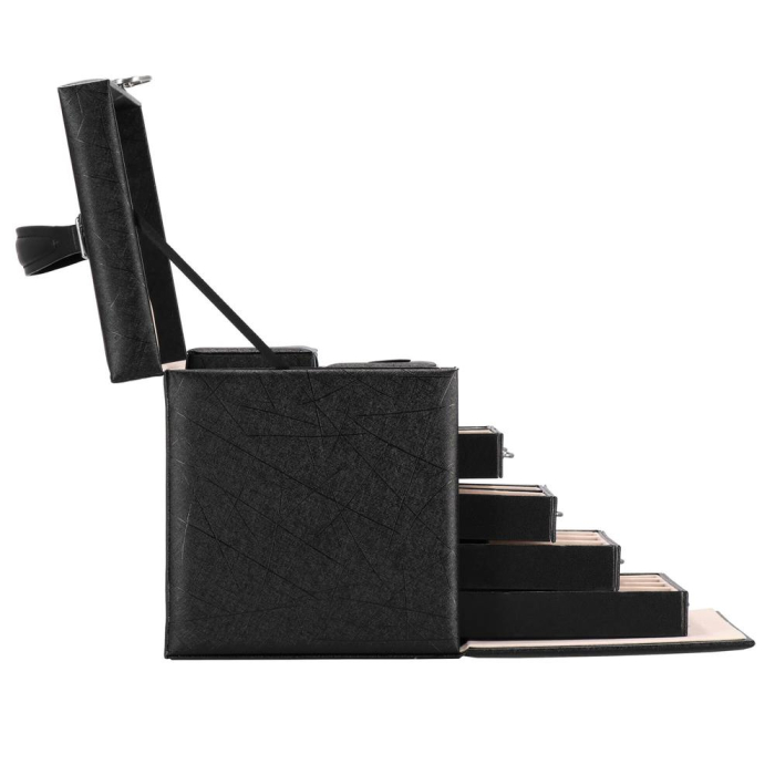 Cutie depozitare si organizare bijuterii, piele ecologica + velur, 26 x 21,5 x 19 cm, negru [20]