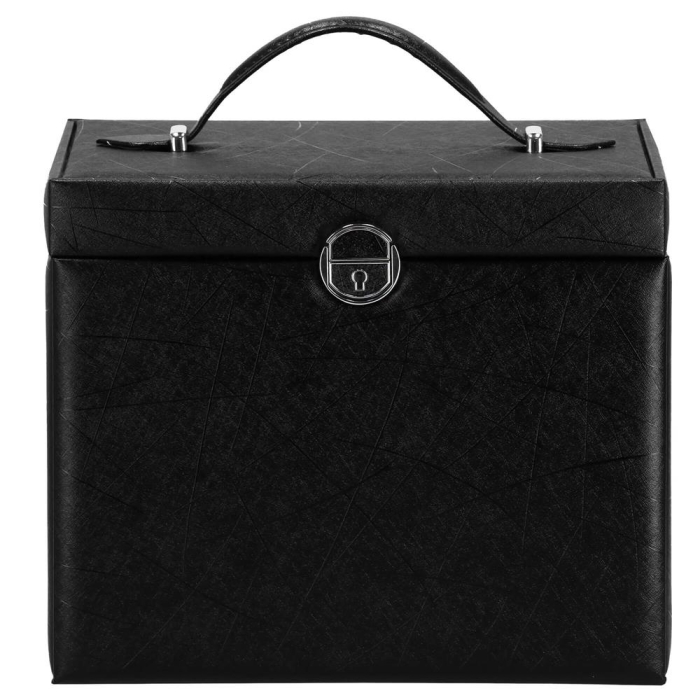 Cutie depozitare si organizare bijuterii, piele ecologica + velur, 26 x 21,5 x 19 cm, negru [11]