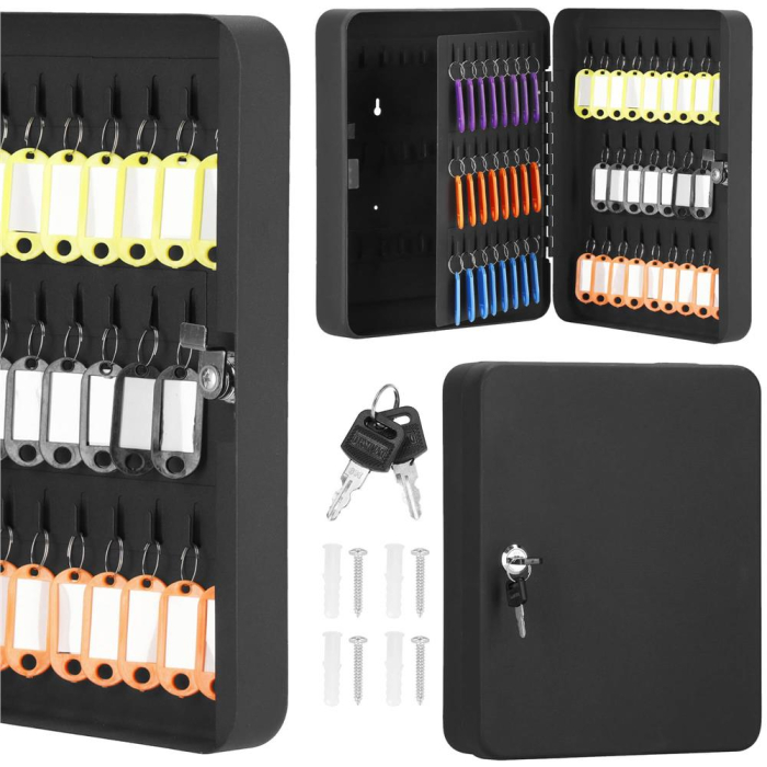 Cutie metalica din otel pentru 100 chei, echipata, 30x24x7cm, neagra [13]