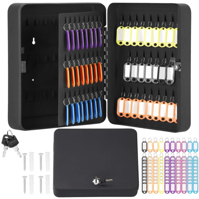 Cutie metalica din otel pentru 100 chei, echipata, 30x24x7cm, neagra [12]