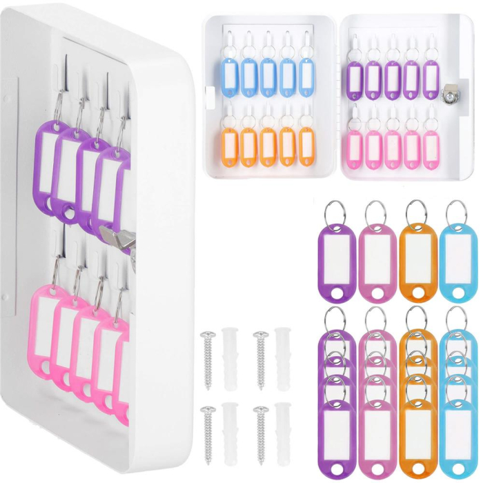 Cutie metalica din otel pentru 20 chei, echipata, 20x16x7.5cm, alba [6]