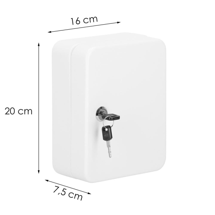 Cutie metalica din otel pentru 20 chei, echipata, 20x16x7.5cm, alba [16]