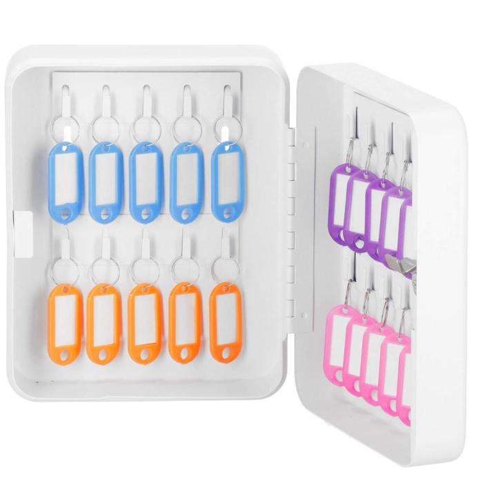 Cutie metalica din otel pentru 20 chei, echipata, 20x16x7.5cm, alba [12]