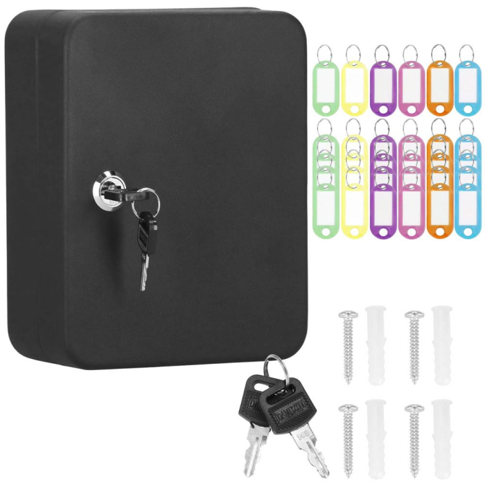 Cutie metalica din otel pentru 30 chei, echipata, 20x16x7.5cm, neagra [5]