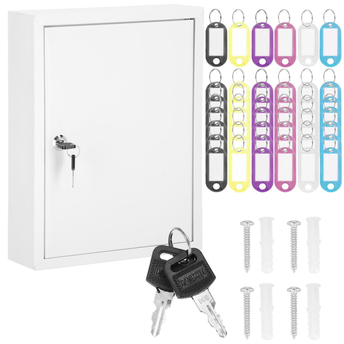 Cutie metalica din otel pentru 42 chei, echipata, 35x27x8cm, alba [9]