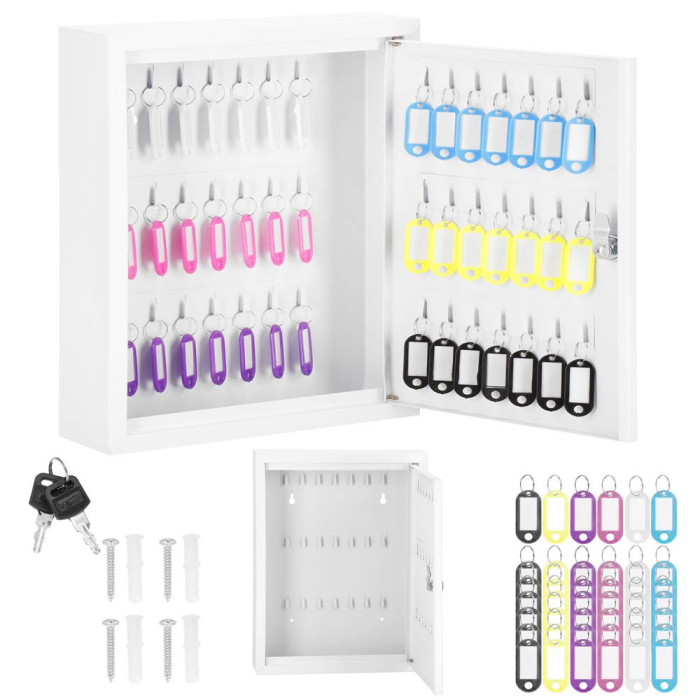 Cutie metalica din otel pentru 42 chei, echipata, 35x27x8cm, alba [11]