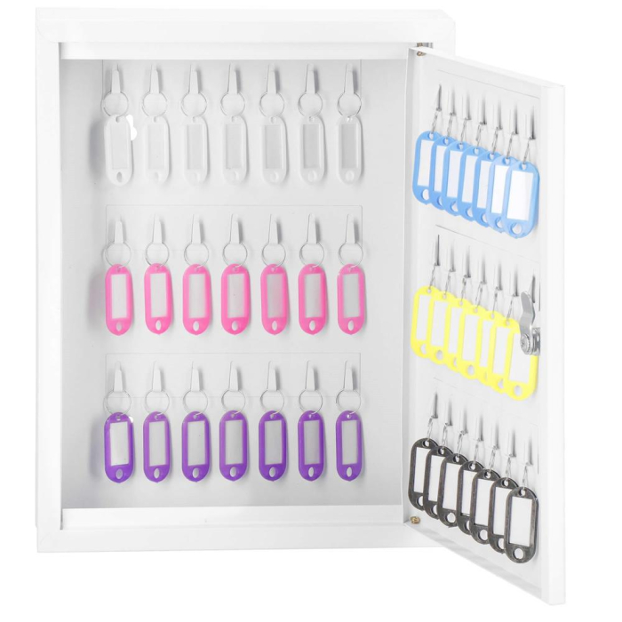 Cutie metalica din otel pentru 42 chei, echipata, 35x27x8cm, alba [17]