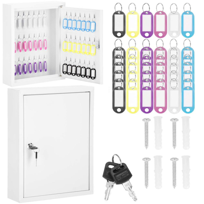 Cutie metalica din otel pentru 42 chei, echipata, 35x27x8cm, alba [10]