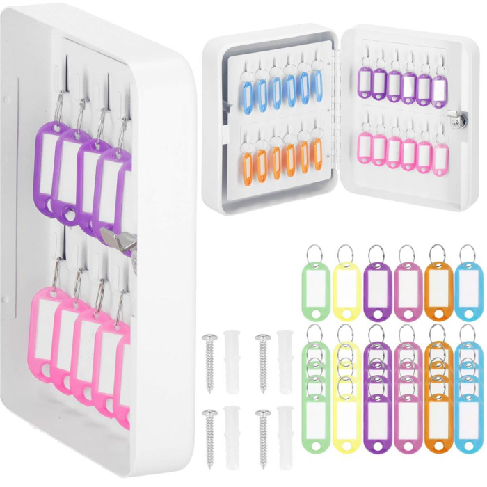 Cutie metalica din otel pentru 48 chei, echipata, 25x20x7.5cm, alba [7]