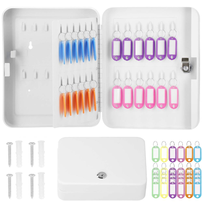 Cutie metalica din otel pentru 48 chei, echipata, 25x20x7.5cm, alba [6]