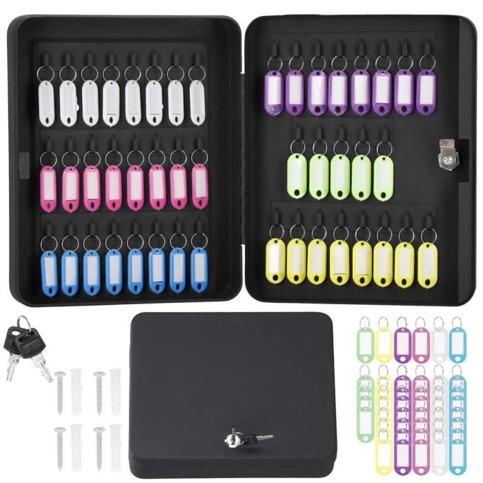 Cutie metalica din otel pentru 48 chei, echipata, 30x24x7.5cm, neagra [12]