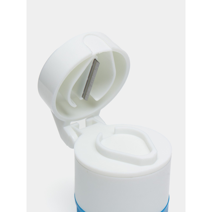 Cutie Pastile Multifunctionala, , 4 in 1, Pahar Apa, Taiere, Sfaramare, Depozitare, Compact, ABS cu Lama din Inox, Alb/Albastru, 8.7x6.2x4.1 cm [5]