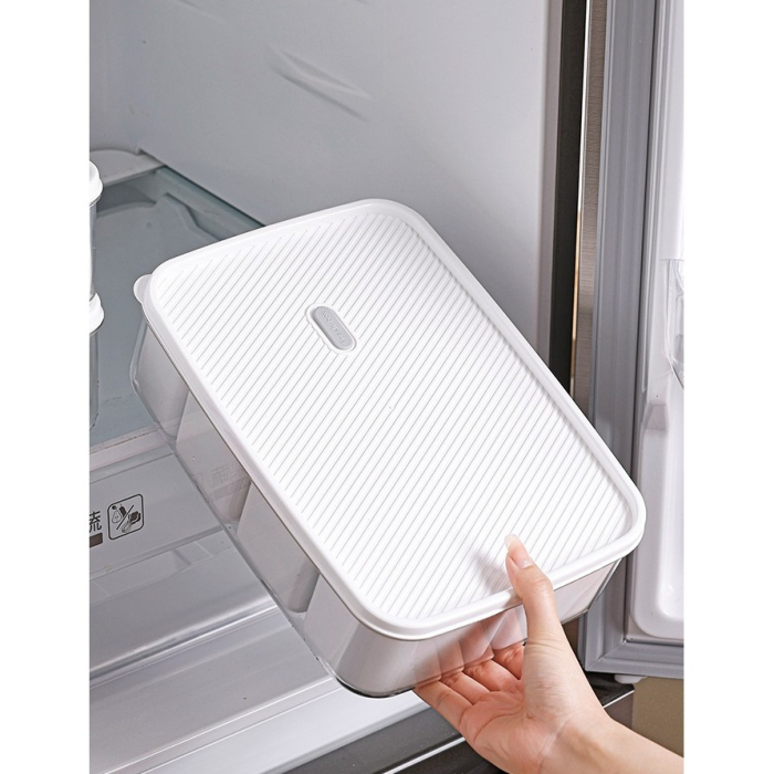 Cutie pentru Depozitare Alimente, , 8 Compartimente cu Capac, Material PET+PP, 29 x 20 x 9 cm, Alb/Transparent [5]