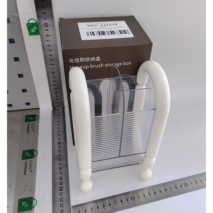 Cutie pentru Depozitare Cosmetice, , pentru Pensule, Creioane si Buretei, 4 Compartimente, din Plastic, 12 x 10 x 20 cm, Alb [4]