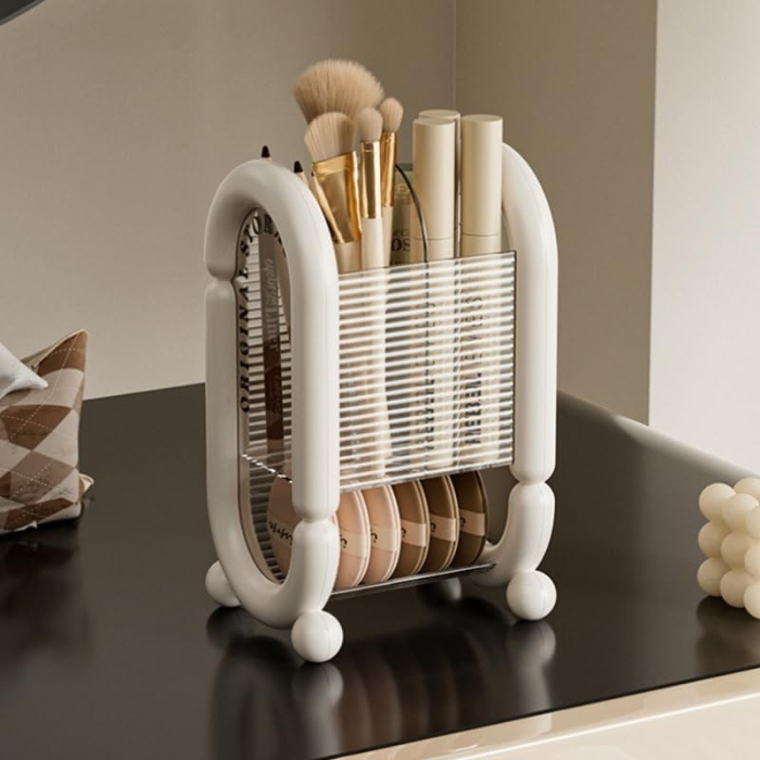 Cutie pentru Depozitare Cosmetice, , pentru Pensule, Creioane si Buretei, 4 Compartimente, din Plastic, 12 x 10 x 20 cm, Alb [6]