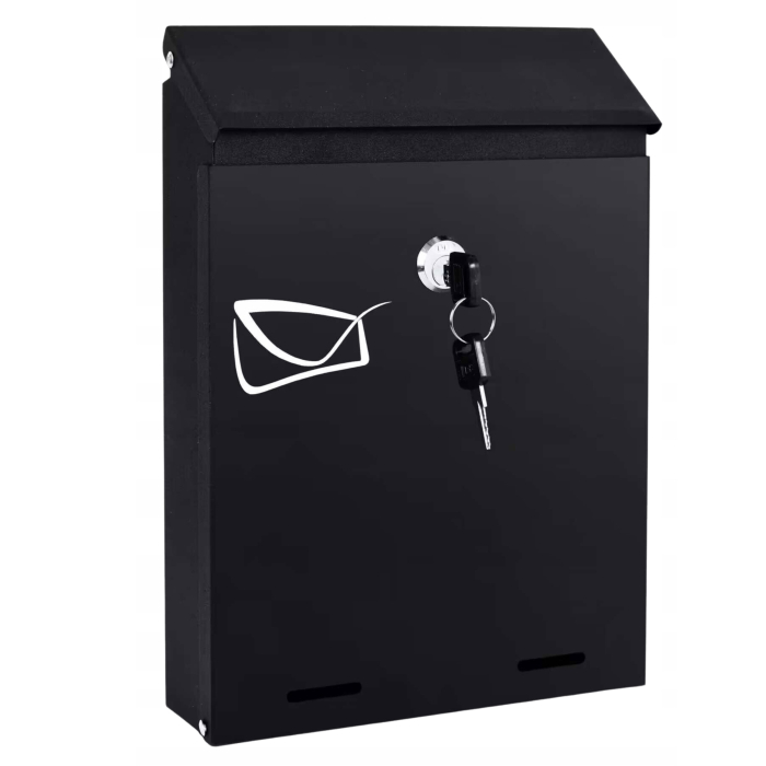 Cutie postala de exterior, pentru gard sau perete, din otel zincat, cu incuietoare, 26x6x19cm, gri inchis [1]