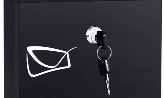 Cutie postala de exterior, pentru gard sau perete, din otel zincat, cu incuietoare, 26x6x19cm, gri inchis [4]