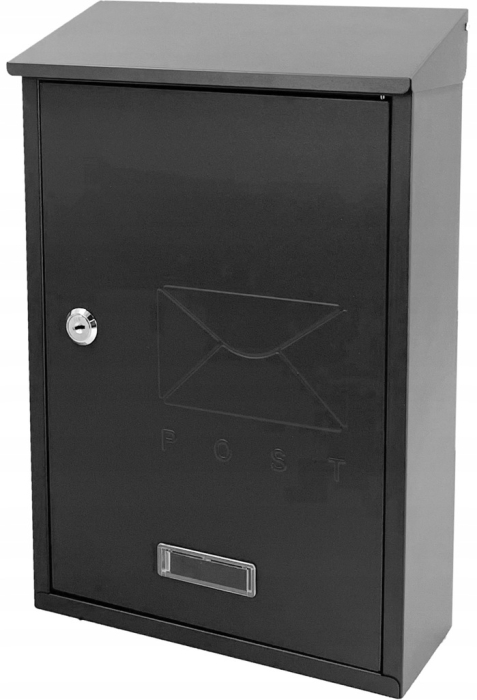 Cutie postala de exterior, pentru gard sau perete, din otel zincat, cu incuietoare, 38x10x25cm, gri inchis [3]