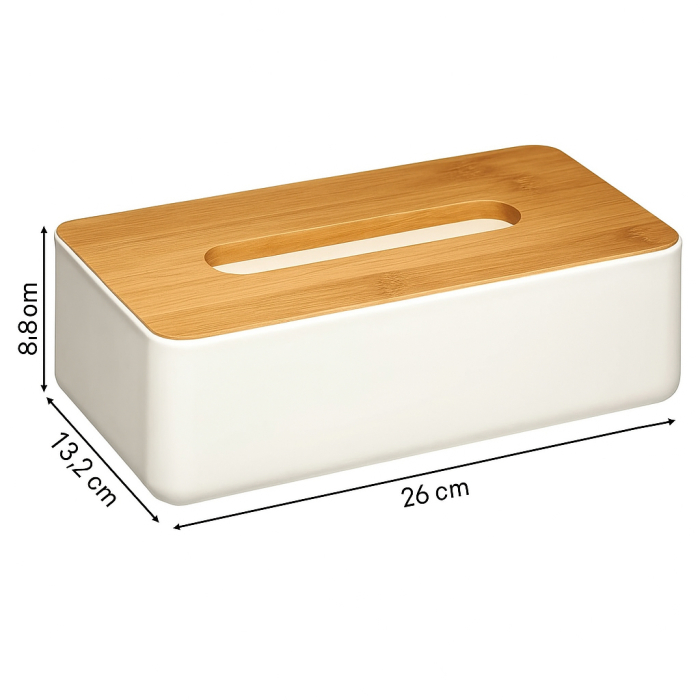 Cutie servetele 5Five Natureo cu capac detasabil, polipropilena, 26x13x9 cm, alb [4]