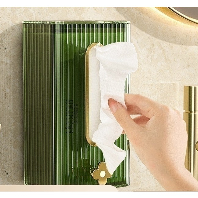 Cutie suport servetele eleganta , cu montare pe perete sau dulap, material plastic dur, 21.3 x 8.7 x 12 cm, verde [10]