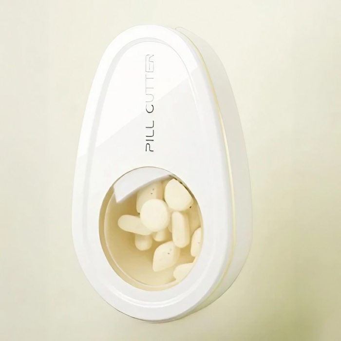 Cutie Taiat Pastile si Depozitare Medicamente, , Alba, 8x5x2.65 cm, Compacta si Portabila, Ideala Pentru Calatorii [2]