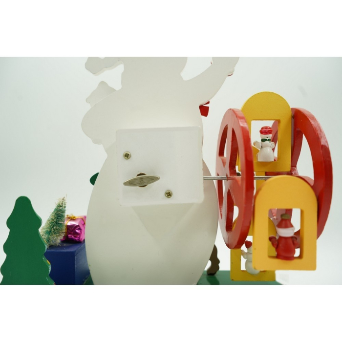 Cutiuta muzicala decorata de Craciun, Om de zapada, Multicolor, din Lemn, 21.5 cm x 24.5 cm, Interior,  [10]