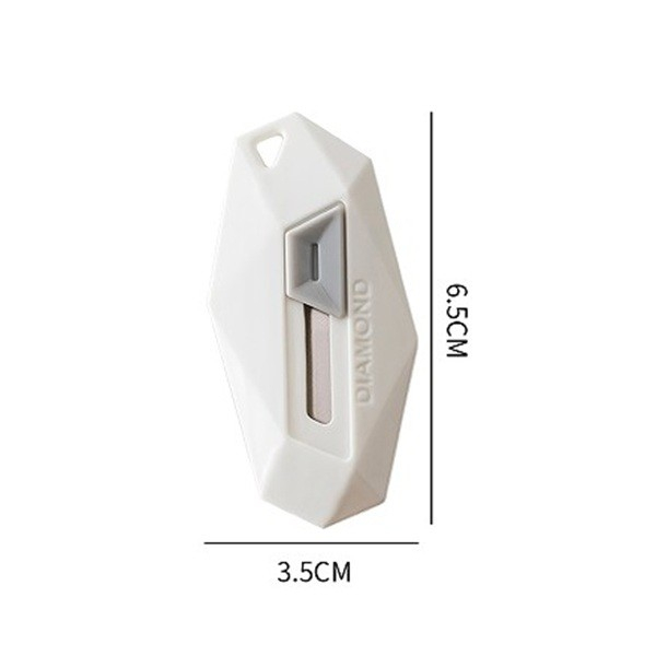 Cutter pentru Cutii, , Varf Rotunjit si Zimtat, Tip Breloc, 6.5x3.5 cm, Alb [3]