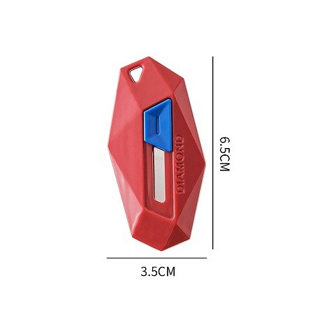 Cutter pentru Cutii, , Varf Rotunjit si Zimtat, Tip Breloc, 6.5x3.5 cm, Rosu [2]