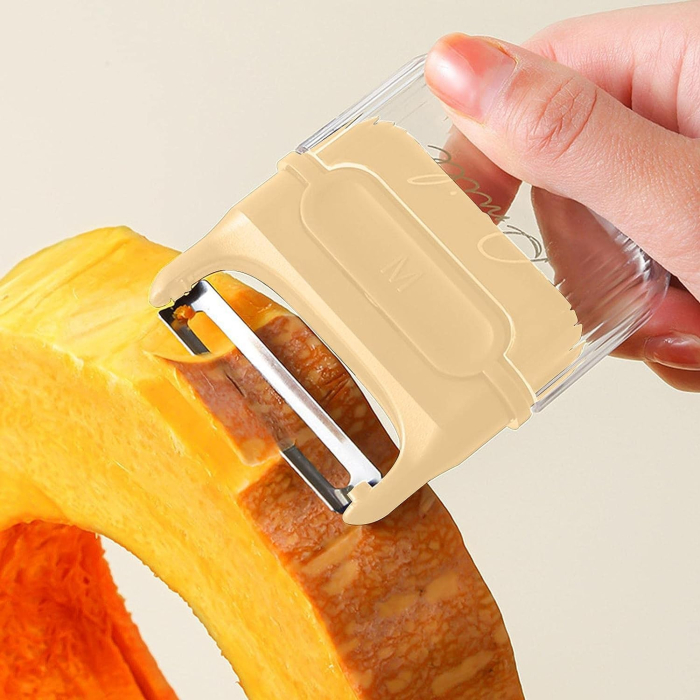 Decojitor/Curatator manual de legume si fructe, , portabil, cu magnet, doua lame, Inox, Galben, 6.7x6x1.6 cm [3]