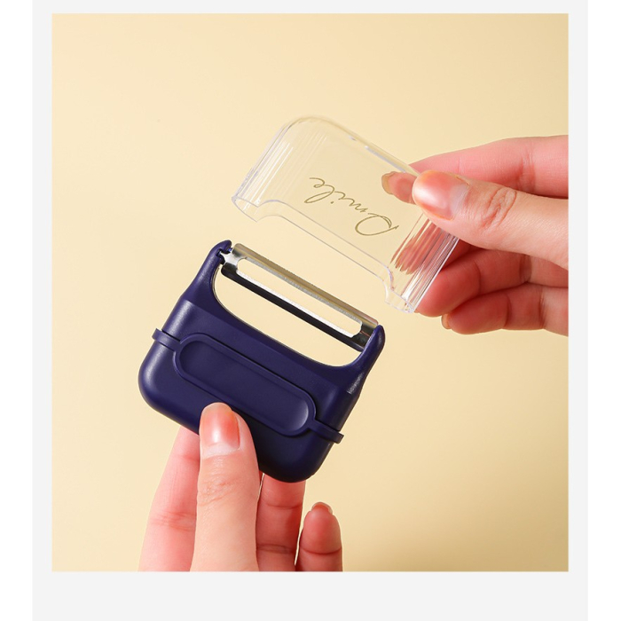 Decojitor/Curatator manual de legume si fructe, , portabil, cu magnet, doua lame, Inox, Mov, 6.7x6x1.6 cm [6]